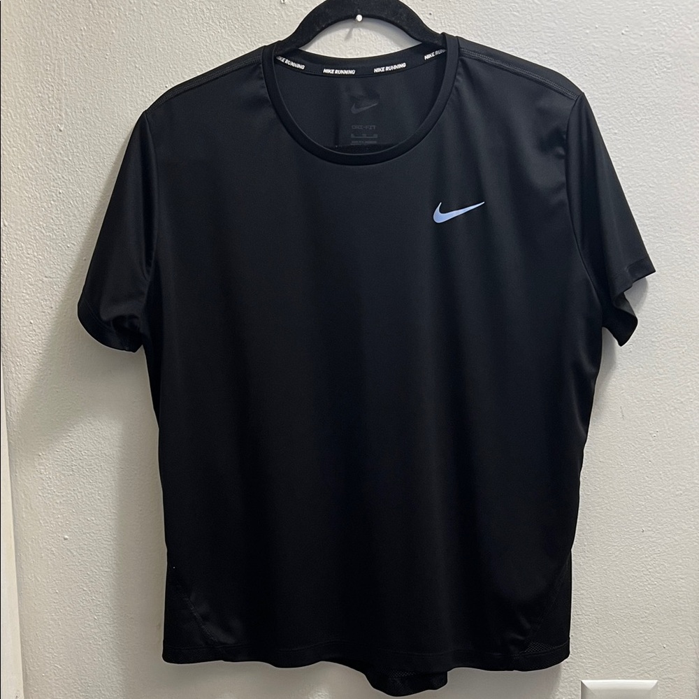 Nike Running Dri-Fit Black Tee with White Swoosh